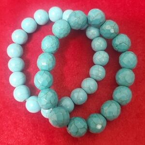 Chic Turquoise Beaded Bracelet Duo